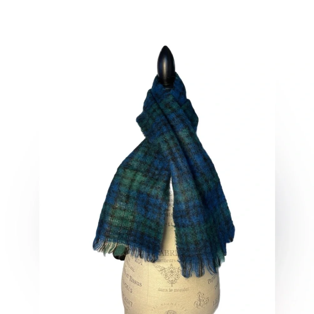 Pair of Vintage Heather Brae Made In Scotland Mohair/Wool Plaid Scarves